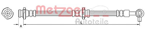 4110848 Metzger tubo flexible de frenos delantero izquierdo