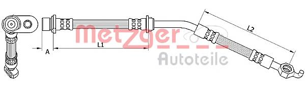 4110786 Metzger tubo flexible de frenos delantero derecho