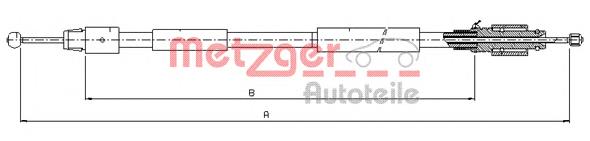 10.7630 Metzger cable de freno de mano trasero derecho/izquierdo