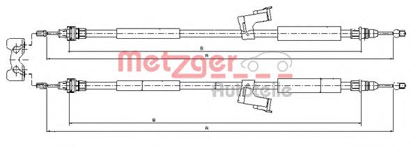 10.8225 Metzger cable de freno de mano trasero derecho/izquierdo