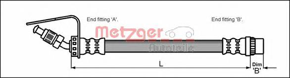 4114761 Metzger latiguillo de freno delantero