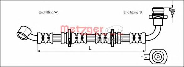 4110071 Metzger tubo flexible de frenos delantero izquierdo