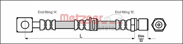 4112814 Metzger Tubo de frenos delantero