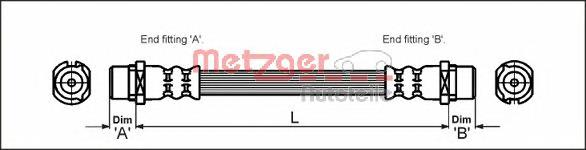 4112824 Metzger tubo flexible de frenos trasero