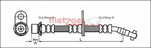 4112167 Metzger tubo flexible de frenos delantero derecho