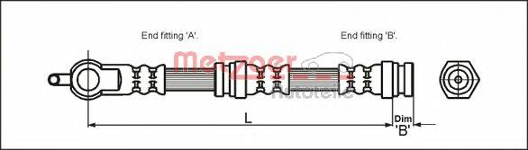 4114064 Metzger Tubo de frenos delantero