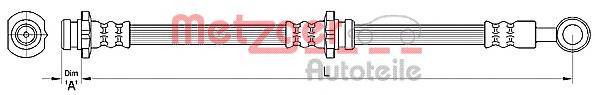 4110461 Metzger tubo flexible de frenos trasero derecho