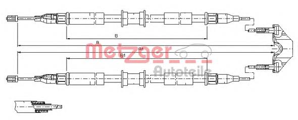 115765 Metzger cable de freno de mano trasero derecho/izquierdo