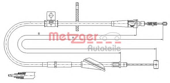 Cable de freno de mano trasero derecho Adriauto 330214