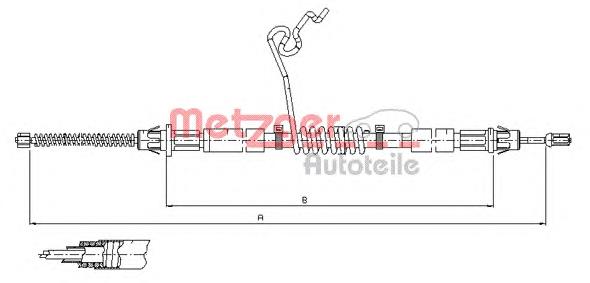 11.5668 Metzger cable de freno de mano trasero derecho