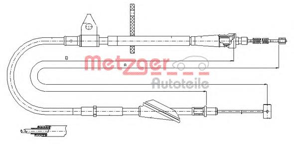 11.5743 Metzger cable de freno de mano trasero derecho