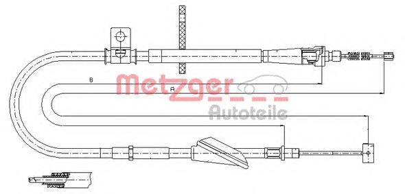 11.5741 Metzger cable de freno de mano trasero derecho