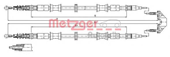 11.5866 Metzger cable de freno de mano trasero derecho/izquierdo