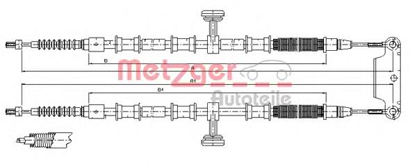 11.5945 Metzger cable de freno de mano trasero derecho/izquierdo