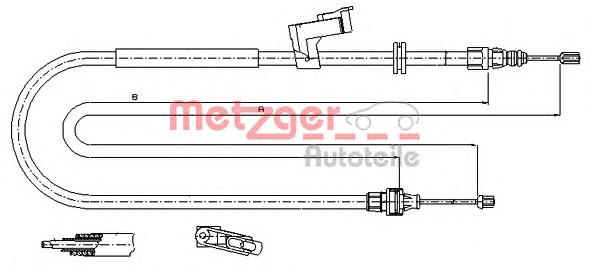 11.5494 Metzger cable de freno de mano trasero izquierdo