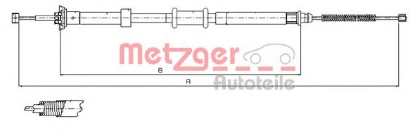 12.0724 Metzger cable de freno de mano trasero derecho