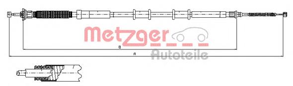 12.0718 Metzger cable de freno de mano trasero derecho