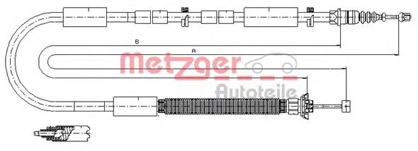 12.0706 Metzger cable de freno de mano trasero derecho