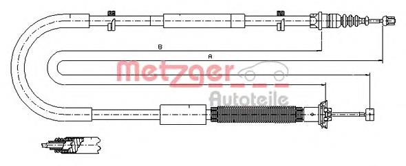 12.0703 Metzger cable de freno de mano trasero izquierdo