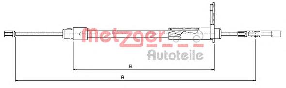 10.9435 Metzger cable de freno de mano trasero derecho