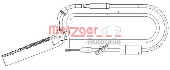 10.9332 Metzger cable de freno de mano delantero