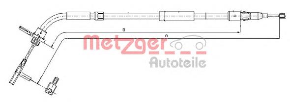 10.9334 Metzger cable de freno de mano trasero derecho