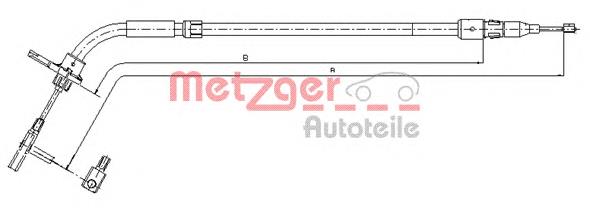 10.9333 Metzger cable de freno de mano trasero izquierdo