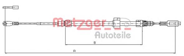 10.9884 Metzger cable de freno de mano delantero