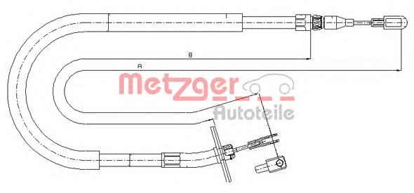 10.9880 Metzger cable de freno de mano trasero derecho