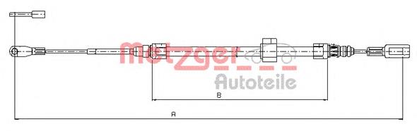 10.9881 Metzger cable de freno de mano delantero