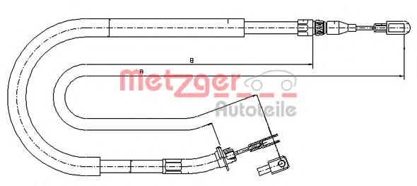 109873 Metzger cable de freno de mano trasero derecho/izquierdo