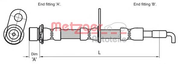 4110009 Metzger tubo flexible de frenos delantero izquierdo