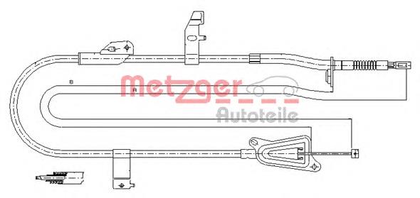 17.0246 Metzger cable de freno de mano trasero derecho