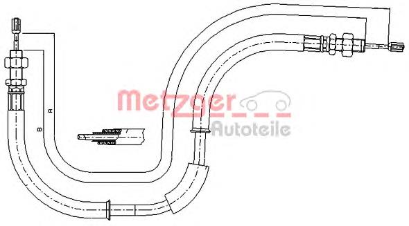 17.6105 Metzger cable de freno de mano intermedio