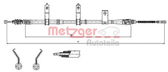 17.6031 Metzger cable de freno de mano trasero derecho