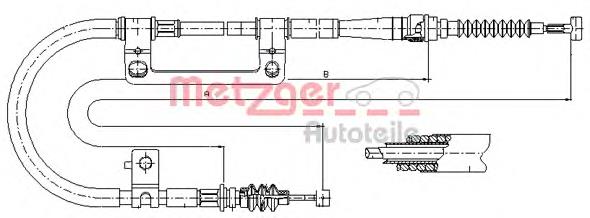 17.6042 Metzger cable de freno de mano trasero derecho