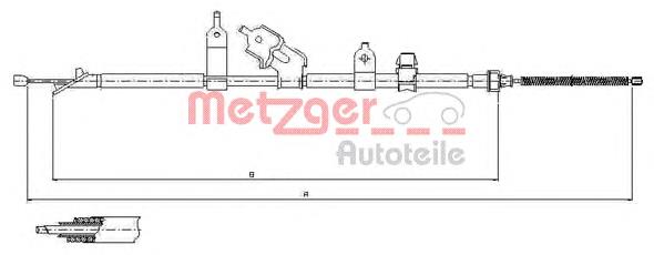 17.1081 Metzger cable de freno de mano trasero derecho