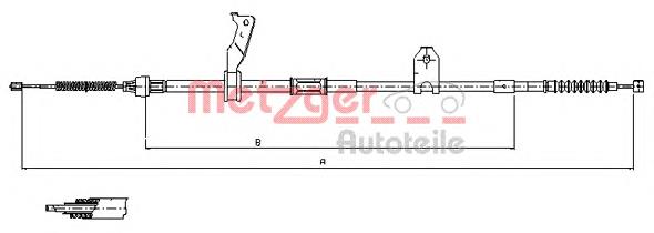 17.1482 Metzger cable de freno de mano trasero izquierdo