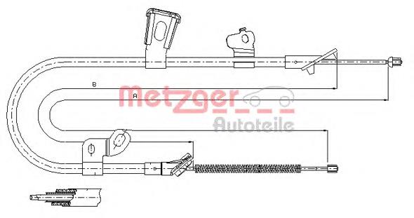 17.1074 Metzger cable de freno de mano trasero izquierdo