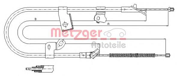 Cable de freno de mano trasero derecho 171079 Metzger