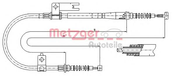 17.0596 Metzger cable de freno de mano trasero izquierdo