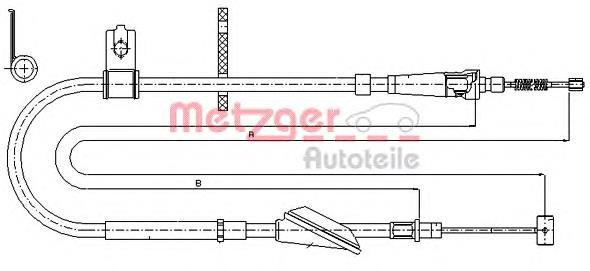 17.5045 Metzger cable de freno de mano trasero derecho