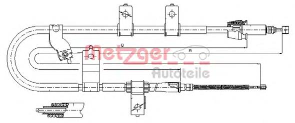 17.2565 Metzger cable de freno de mano trasero izquierdo