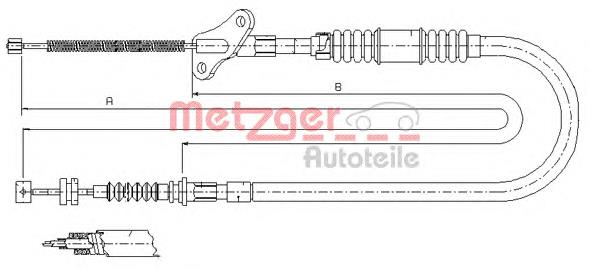 17.2722 Metzger cable de freno de mano trasero derecho