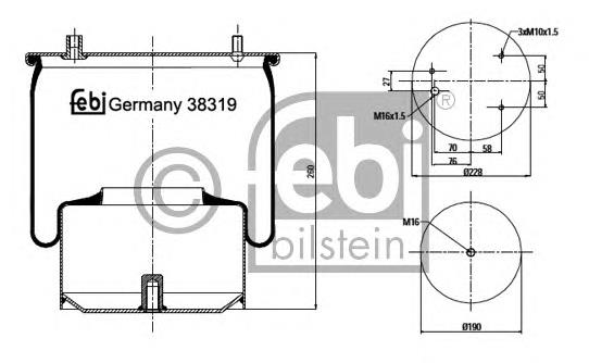 Muelle neumático, suspensión, eje trasero 510233 Diesel Technic