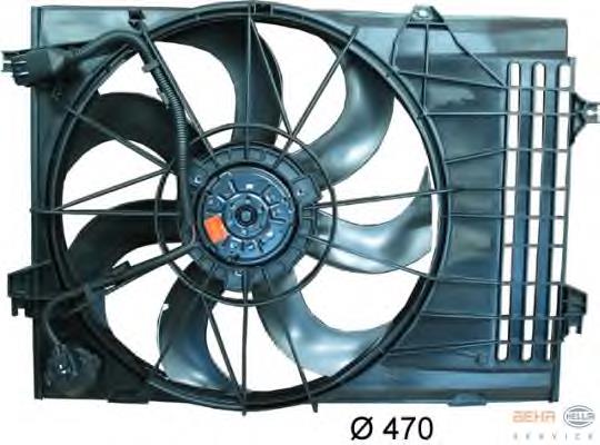 8EW351034491 HELLA difusor de radiador, ventilador de refrigeración, condensador del aire acondicionado, completo con motor y rodete