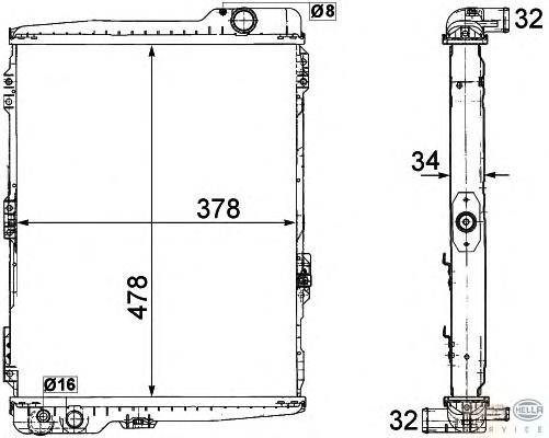 8MK376711274 HELLA radiador refrigeración del motor