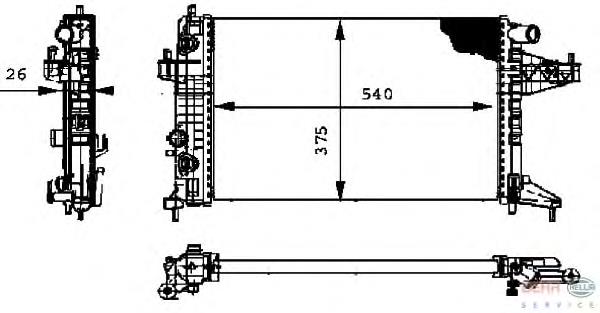 Radiador refrigeración del motor 8MK376714351 HELLA