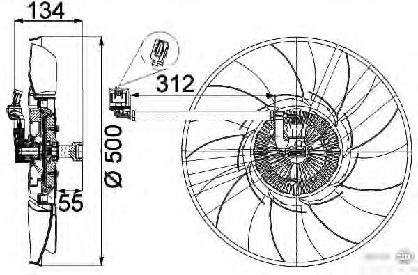 Ventilador (rodete +motor) refrigeración del motor con electromotor completo 8MV376757301 HELLA