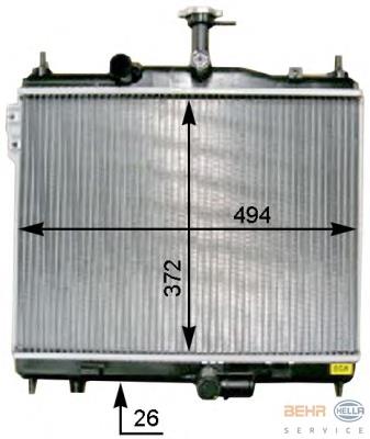 Radiador refrigeración del motor 8MK376754511 HELLA